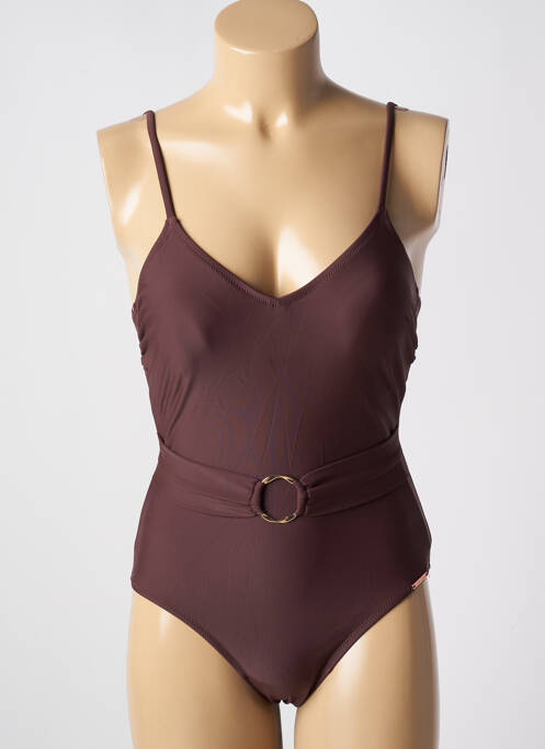Maillot de bain 1 pièce stretch haut triangles marron YSABEL MORA femme