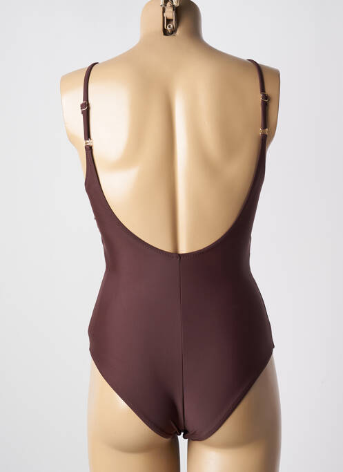 Maillot de bain 1 pièce stretch haut triangles marron YSABEL MORA femme