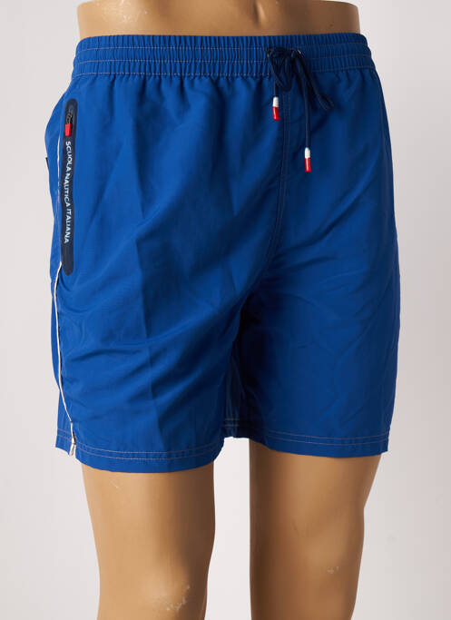 Short de bain effet matière satinée bleu SCUOLA NAUTICA ITALIANA homme
