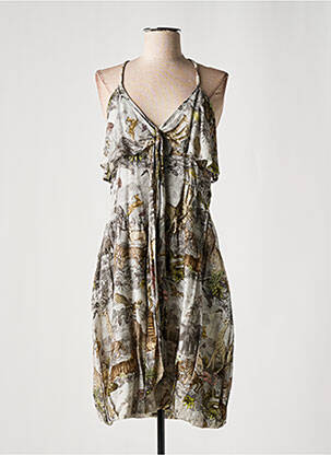 Robe mi-longue imprimé fantaisie fines bretelles gris PAUL SMITH femme