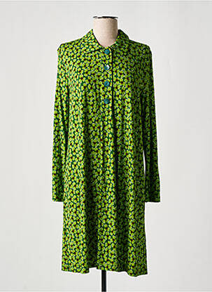 Robe mi-longue coupe fluide manches longues vert SIYU femme