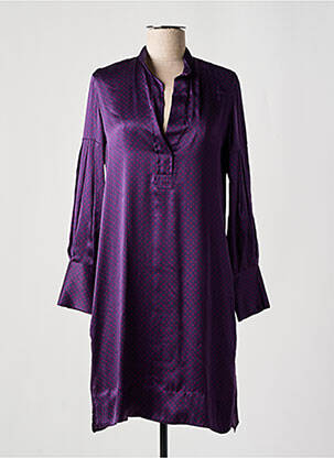Robe mi-longue coupe fluide manches longues violet ROSSO 35 femme