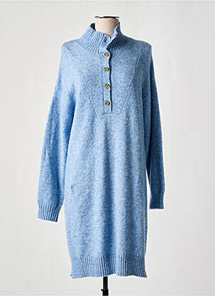 Robe pull tissage chiné manches longues bleu HARTFORD femme