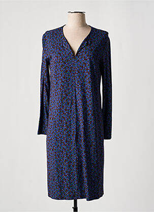 Robe mi-longue imprimé fantaisie manches longues bleu SIYU femme