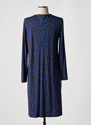 Robe mi-longue imprimé fantaisie manches longues bleu SIYU femme