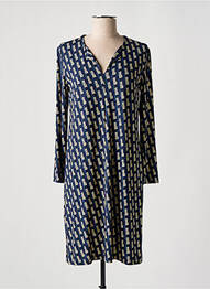 Robe mi-longue coupe fluide manches longues bleu SIYU femme