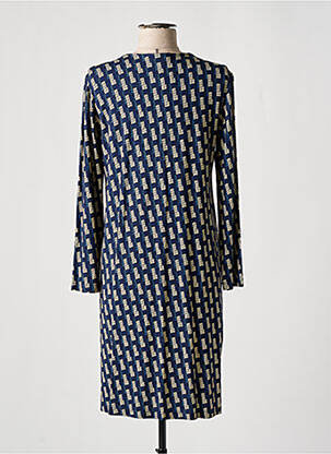 Robe mi-longue coupe fluide manches longues bleu SIYU femme