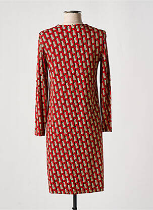 Robe mi-longue coupe fluide manches longues rouge SIYU femme