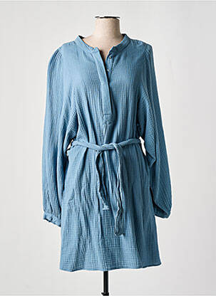 Robe mi-longue coupe fluide manches longues bleu ACQUAVERDE femme