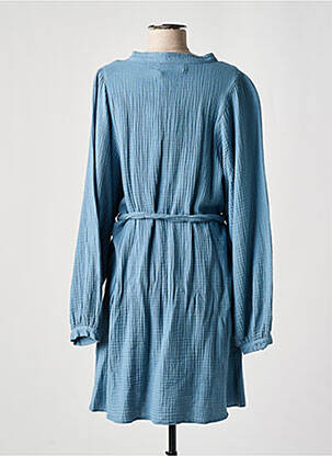 Robe mi-longue coupe fluide manches longues bleu ACQUAVERDE femme