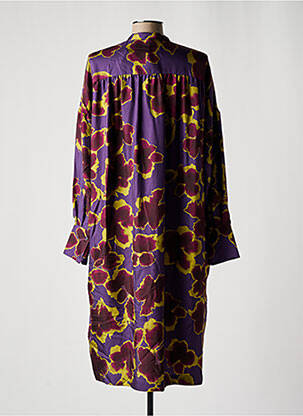 Robe mi-longue coupe fluide manches longues violet ROSSO 35 femme