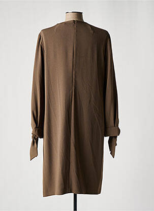 Robe mi-longue coupe fluide manches longues marron PAULE KA femme