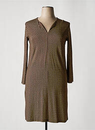 Robe mi-longue imprimé fantaisie manches longues marron SIYU femme