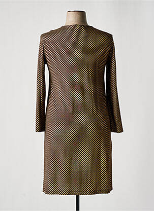 Robe mi-longue imprimé fantaisie manches longues marron SIYU femme