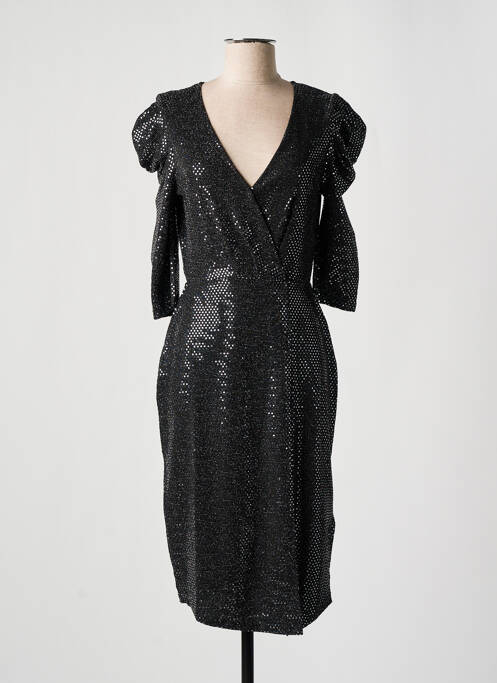 Robe mi-longue manches longues manches longues noir SET femme
