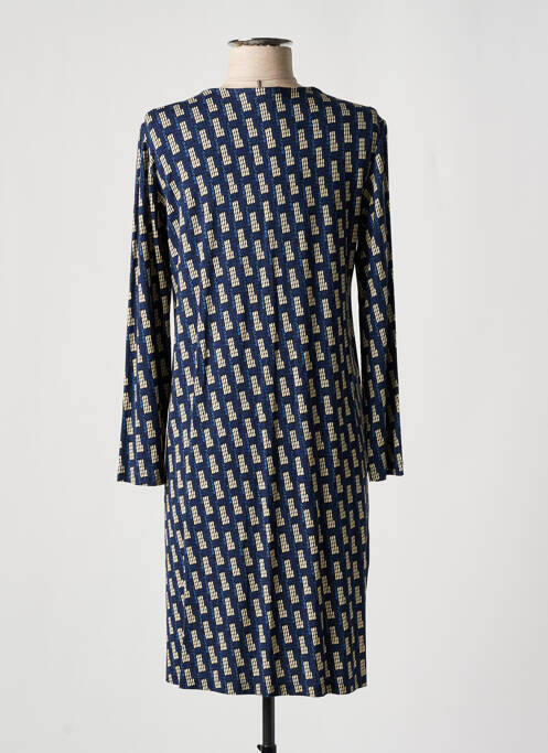 Robe mi-longue coupe fluide manches longues bleu SIYU femme