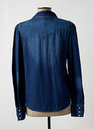Chemisier coupe droite manches longues bleu fonce ACQUAVERDE femme