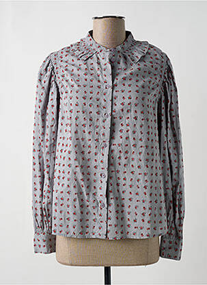 Chemisier imprimé fleurs manches longues gris ROSEANNA femme