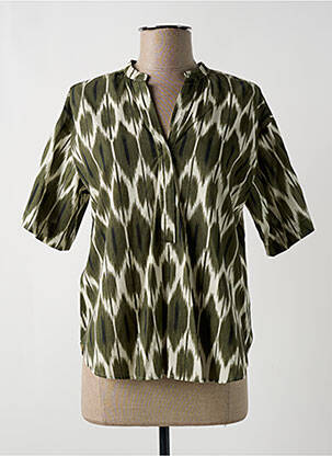 Blouse tissage popeline manches courtes vert HARTFORD femme