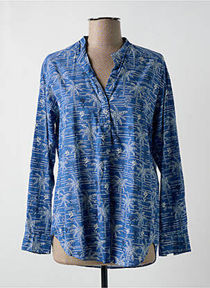 Blouse tissage popeline manches longues bleu HARTFORD femme