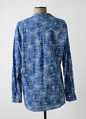 Blouse tissage popeline manches longues bleu HARTFORD femme
