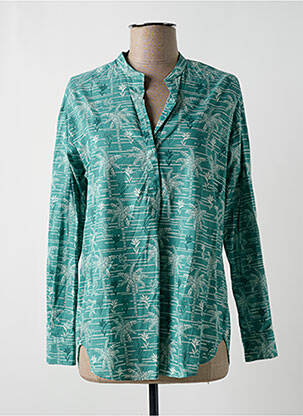 Blouse tissage popeline manches longues vert HARTFORD femme