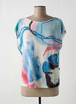 Top imprimé fantaisie manches courtes bleu EMPORIO ARMANI femme