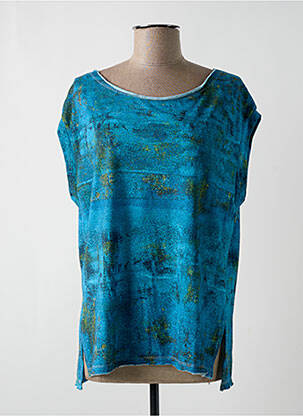 Top imprimé fantaisie manches courtes bleu PRINTED ARTWORKS femme