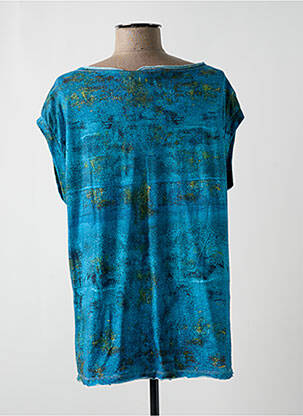 Top imprimé fantaisie manches courtes bleu PRINTED ARTWORKS femme