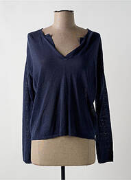 Pull coupe cintrée manches longues bleu HARTFORD femme