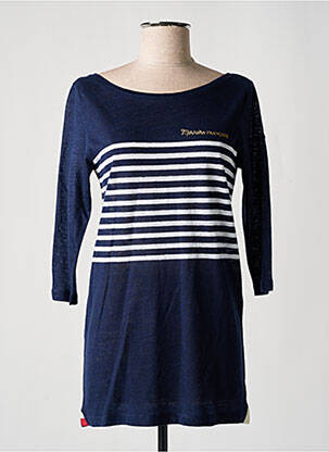 Tunique manches longues tissage crêpe bleu LA MARINIÈRE FRANÇAISE femme