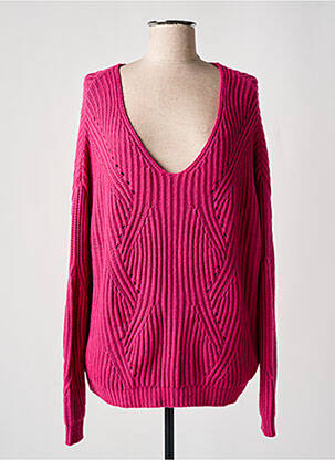 Pull col v manches longues rose OUI femme