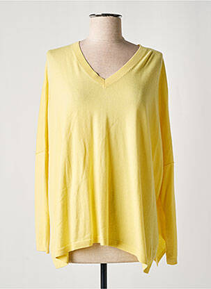 Pull col v manches longues jaune ALLUDE femme