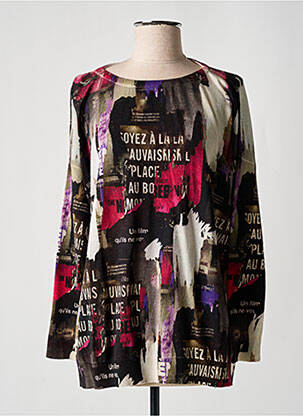 Pull col bateau manches longues noir PRINTED ARTWORKS femme