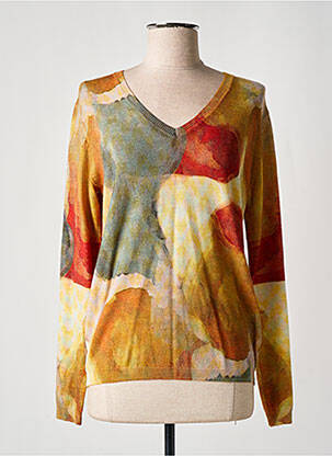 Pull col v manches longues jaune IN BED WITH YOU femme