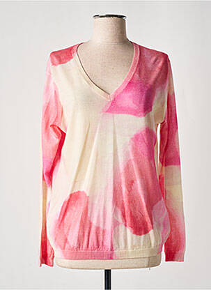 Pull col v manches longues rose IN BED WITH YOU femme