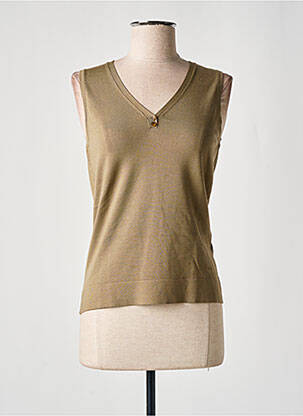 Pull col v sans manche vert HUGO BOSS femme