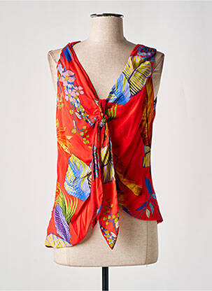 Top coupe cintrée sans manche rouge PINKO femme