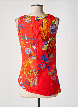 Top coupe cintrée sans manche rouge PINKO femme