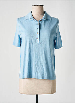 Pull coupe cintrée manches courtes bleu ALLUDE femme