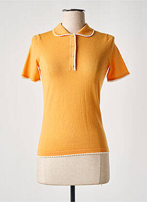 Pull coupe cintrée manches courtes orange PAULE KA femme