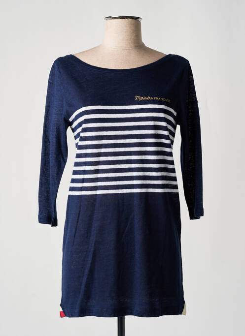 Tunique manches longues tissage crêpe bleu LA MARINIÈRE FRANÇAISE femme