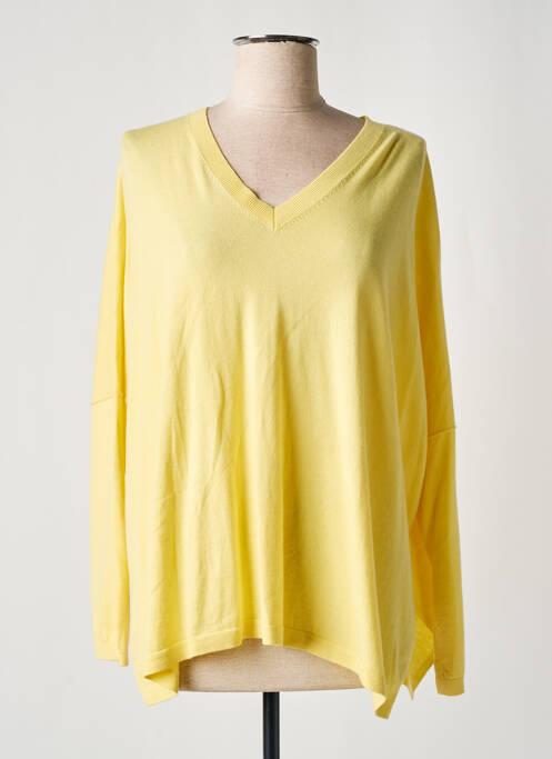 Pull col v manches longues jaune ALLUDE femme