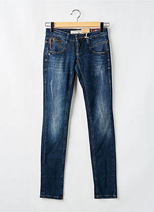 Jeans coupe slim effet usé délavé taille basse bleu FREEMAN T.PORTER femme