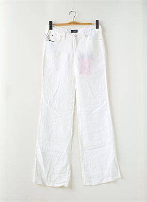 Pantalon droit fermeture zippée sous rabat boutonné blanc ARMANI femme