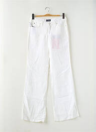 Pantalon droit fermeture zippée sous rabat boutonné blanc ARMANI femme
