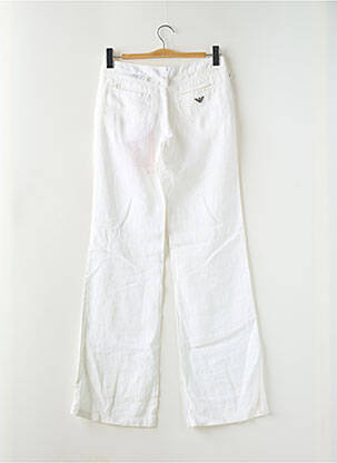 Pantalon droit fermeture zippée sous rabat boutonné blanc ARMANI femme