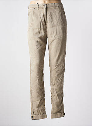 Pantalon droit taille à pinces taille haute beige AERONAUTICA femme