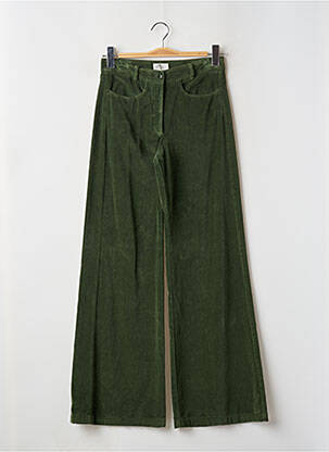Pantalon large fermeture zippée sous rabat boutonné taille haute vert HARTFORD femme