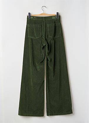 Pantalon large fermeture zippée sous rabat boutonné taille haute vert HARTFORD femme